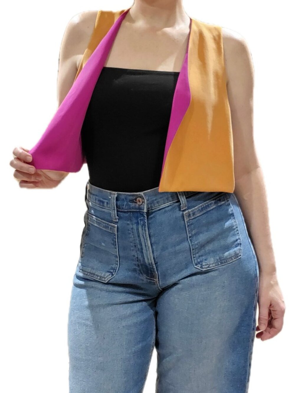 Reversible Purple & Sand Cropped Vest